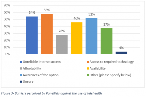 Figure 3- Barriers perceived by Panellists against the use of telehealth
